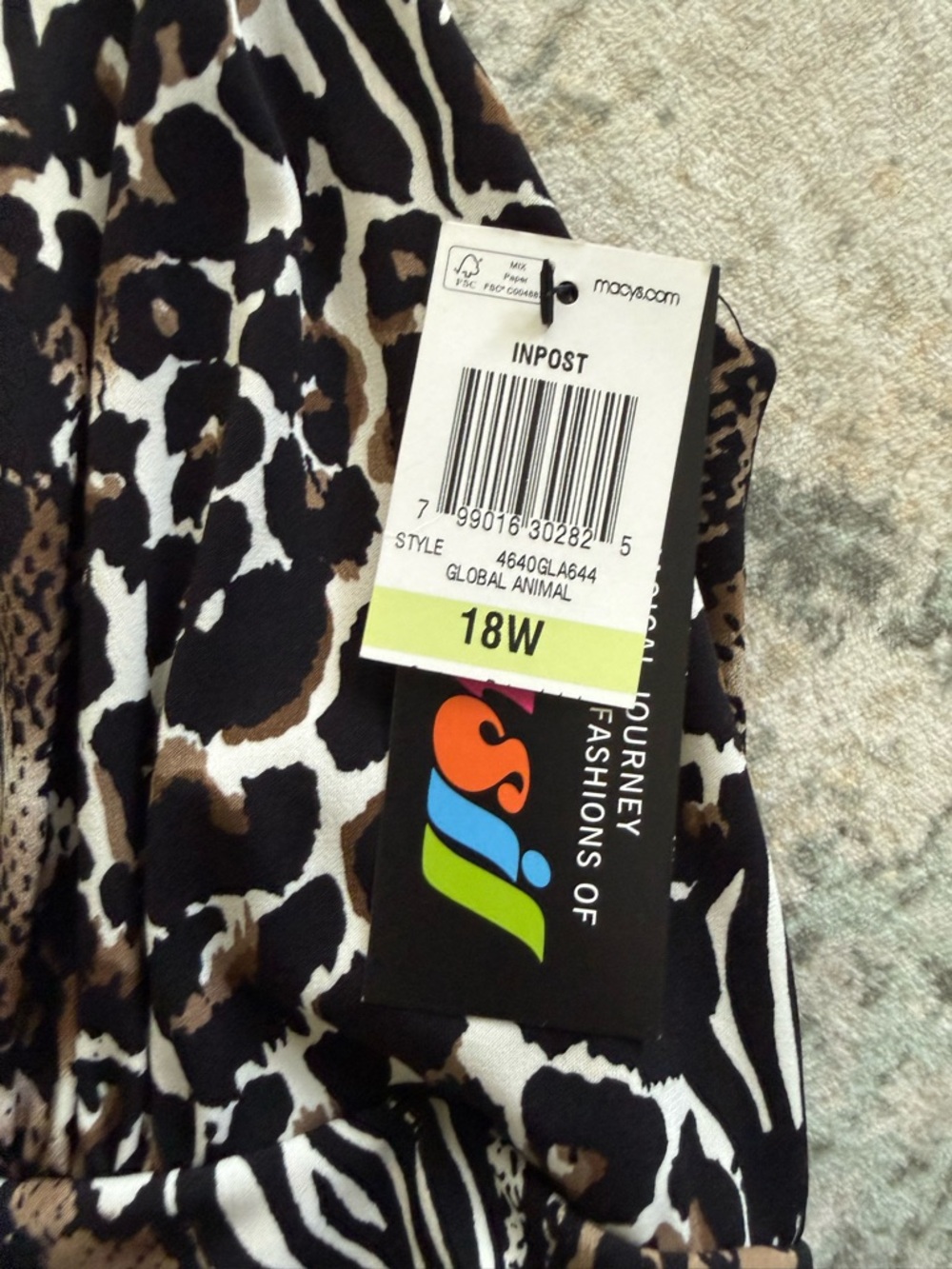 Alfani Sleeveless Mixed Animal Print Faux Wrap Dress, Size 18W - Picture 2 of 9